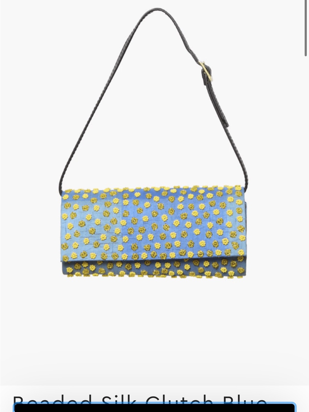 Chan Luu Blue Clutch with Yellow Floral Embroidery